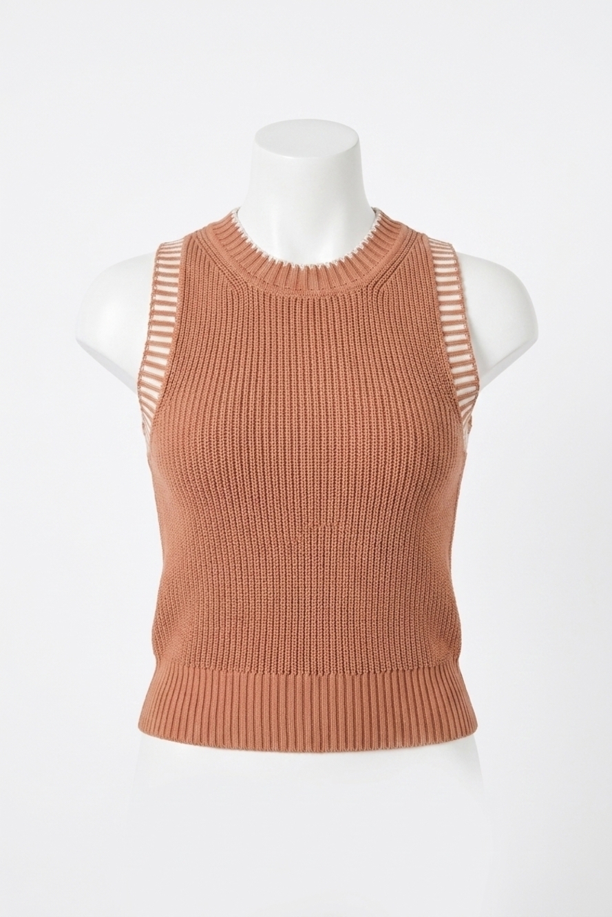 NEW LILLA P sleeveless crewneck sweater in driftwood